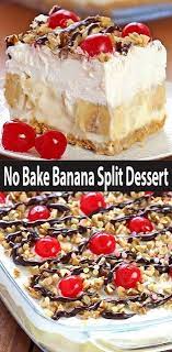 No Bake Banana Split Dessert Recipe Best Taste Of Food Banana Split Dessert Banana Split Dessert Recipes Desserts