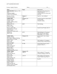 lord of the flies calendar english 9h