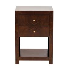 It features brown finish top with sleek metal legs that look elegant and provides a sturdy base to the whole structure. Three Drawer Brown Side Table
