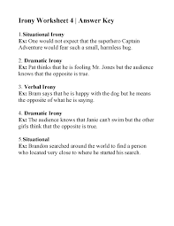 Irony Worksheet 4 Answers Situational Irony Middle School Irony