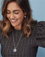 Kendra Scott Vanessa Gold Long Pendant Necklace In Steel Gray Ombre