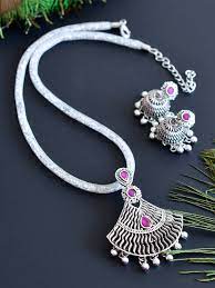 Tear Drop Design German Silver Jewelry Set