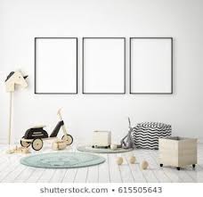 Mock Up Poster Frame In Children Bedroom Scandinavian Style Interior Background 3d Render 3d Quadros Para Quarto Ideias Para Interiores Decoracao Sala Estar