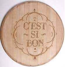 C Est Si Bon Foundry Design Deserves The Hat Tip For This Wood Typography Engraving Ps Those Are Wine Barrel Lid Wood Typography Typography Engraving Fonts