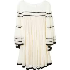 Chloe Cream Silk Crepon Dress With Black Stripes 2 690 Liked On Polyvore Featuring Dresses Silk Slip Dress St Silk Dress Long Long Striped Dress Dresses