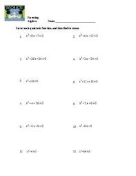 Factoring Quadratics Worksheet Quadratics Factoring Quadratics Worksheets