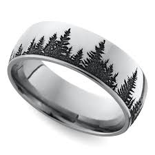 Discover unique mens wedding bands with material guide, prices, and inspiration to find your perfect wedding ring in 2021, from gold to tungsten bands for men. Laser Carved Forest Pattern Men S Wedding Ring In Cobalt