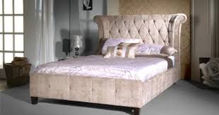 Epsilon Upholstered Velvet Mink Bed Frame King Size Bed Frame Double Bed Frame Bed Frames For Sale