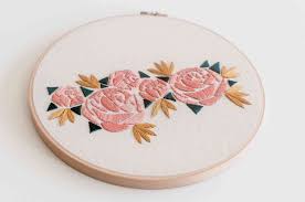 Geometric rose hand embroidery pattern. 20 Floral Embroidery Patterns