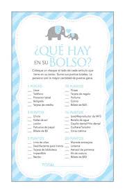 Instant Download Spanish Blue Elephant Baby Shower Games Spanish What S In Your Purse Baby Shower Game Que Hay En Su Bolso 22csp Elephant Baby Shower Boy Baby Shower Planning Baby Shower