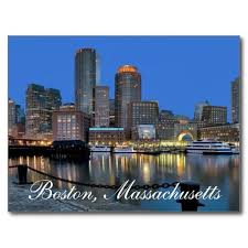 Boston Massachusetts Skyline At Sunset Post Card Zazzle Com Boston Skyline Boston Wallpaper Boston Massachusetts Skyline
