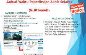 Disamping itu, sistem ini juga mampu mengeluarkan salinan secara hardcopy. Am Peperiksaan Akhir Unit Peperiksaan Polipd