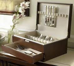 Vtg french provincial pacific silver cloth wood flatware storage box chest pair. Wood Flatware Storage Box Pottery Barn
