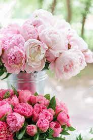 See more ideas about beautiful flowers, flowers, pretty flowers. Lovely Flowers In Glass Vase Beautiful Bouquet Of Pink Peonies Stock Photo Picture And Royalty Free Image Image 102902626