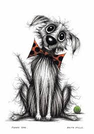 Funky Dog Print Download Groovy Happy Trendy Pooch In Posh Etsy Dog Drawing Dog Print Dog Greeting Cards
