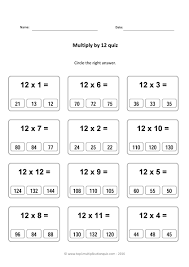 Multiply By 12 Multiplication Quiz Multiplication Worksheets Multiplication Quiz Times Tables Worksheets
