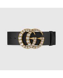 Add to favorites luxury belt for ladies amastylo 4.5 out of 5 stars (9) $ 50.00. Gucci Leder Gurtel Mit Doppel G Schnalle Mit Kristallen In Schwarz Lyst