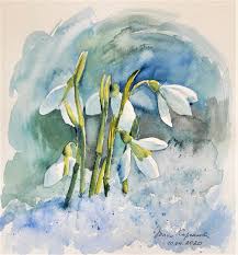 akvarelnye podsnezhniki flower painting art painting