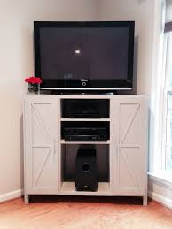 Tall Corner Media Console Barn Door Twist Corner Media Cabinet Tall Corner Tv Stand Corner Tv Cabinets