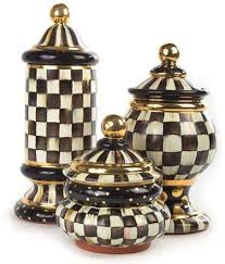 Black And White Checkered Canisters Mackenzie Childs Courtly Check Groovy Canister Mackenzie Childs Inspired Handmade Home Decor Mackenzie Childs