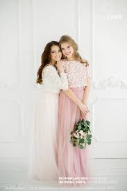 Blossom Lace Dress Top And Tulle Skirt In Blush Ivory Color Etsy Lace Top Dress Tulle Skirt Wedding Dresses For Girls
