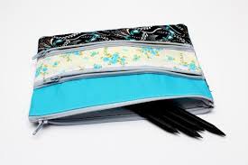 Sale Adorable Floral Pencil Case Makeup Bag With Three Pockets And Light Blue Zippers 21cm X 14cm Pencil Case Floral Stuff To Buy