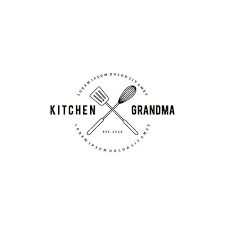 Grandma Kitchen Logo With Cooking Equipment Elements A Manual Mixer And A Spatula Restauarant Logo Kitchen Logo Cooking Logo Recipe Book Design
