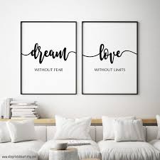 Dream Without Fear Love Without Limits Bedroom Wall Quote Etsy Wall Quotes Bedroom Bedroom Wall Decor Above Bed Bedroom Art Above Bed