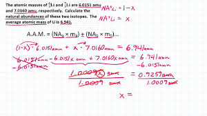 The four isotopes of lead are shown below, each with its percent by mass abundance and the composition of its nucleus. How To Calculate The Natural Abundances Of The Isotopes Of Lithium Youtube