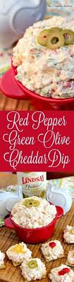 Red Pepper Cheddar Green Olive Dip When Pantry Staples Combine To Create A Scrumptious Cheesy Tangy Dip For Both Crackers Olive Dip Yummy Appetizers Snacks