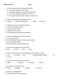 Macbeth Act Ii Quiz Macbeth Study Guide Macbeth Quiz