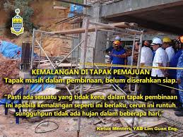 Tapak pembinaan biasanya menjadi medan berlakunya kemalangan di kalangan pekerja. Lim Guan Eng Kejadian Kemalangan Di Tapak Pemajuan Jalan Facebook