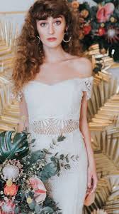 Daughters Of Simone Ophelia Gown Delicate Bohemian Lace Two Piece With Off The Shoulder Detail Wedding Dresses Designer Wedding Dresses Bride