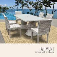 Tk Classics Fairmont Rectangular Outdoor Patio Dining Table With 6 Armless Chairs Silver Patio Dining Set Outdoor Furniture Sets Outdoor Furniture