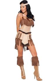 costume di carnevale donna adulta indiana in simil camoscio color pelle