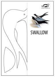 Black Cardboard Swallow Krokotak Kus El Isleri Aplike Sablonlari 3d Kartlari