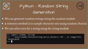 Get a random letter from the english alhpabet or any other alphabet of your choosing (custom input) or generate a sequence of random letters of a desired . How To Generate Random Strings In Python Askpython