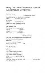 Check spelling or type a new query. Hilary Duff What Dreams Are Made Of Esl Worksheet By Farkas Timea