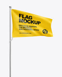 Download Flag Mockup In Outdoor Advertising Mockups On Yellow Images Object Mockups PSD Mockup Templates