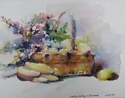 Panier De Fruits Watercolors En 2019 Aquarelle Nature Morte Et Panier De Fruits