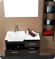 The most common depth of narrow bathroom vanities ranges from 18 and 16 inches. Caro 36 Inch Espresso Modern Bathroom Vanity With Mirrored Side Cabinet