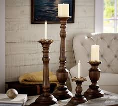 Wooden candle holder table center piece. Oxford Turned Wood Candle Holders Pottery Barn