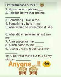 Rate my whatsapp dp out of 10. Slam Book Questions For Friends 2018 Akzamkowy Org