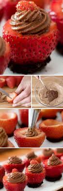 No Bake Strawberry Cheesecake Bites Smooth And Creamy Chocolate Cheesecake Stuffed In Fresh Strawberri Finger Food Desserts Finger Foods Easy Dessert Recipes