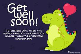 Sending you all my love. Online Get Well Soon Card With Lovely Dinosaur