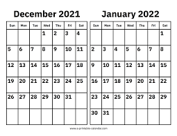 december 2021 and january 2022 calendar