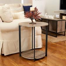 Household Essentials Gray Tone Round Double Tier End Table 8080 1 The Home Depot End Tables Modern Side Table Modern Accent Tables