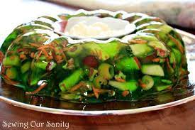 Add sour cream and mix thoroughly. Sewing Our Sanity Green Jello Salad Recipe A Family Favorite Green Jello Salad Jello Salad Green Jello
