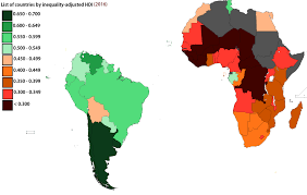 South American And African Countries By Inequality Adjusted Hdi 2016 African Countries Map List Of Countries