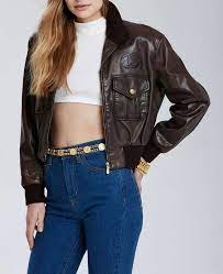 Pin On Leather Bomber Jacket Women